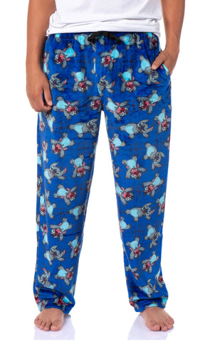 Disney Pajamas Stitch Scaring Poses Pajama Pants for Men Plush Lounge Pants