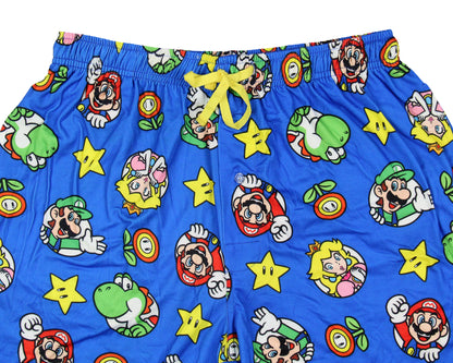 Nintendo Men's Super Mario Luigi Peach Yoshi AOP Soft Sleep Pajama Pants