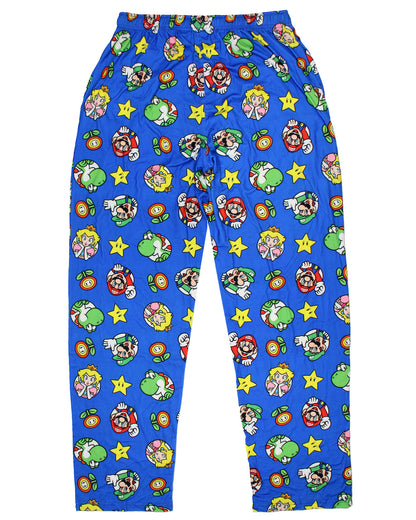 Nintendo Men's Super Mario Luigi Peach Yoshi AOP Soft Sleep Pajama Pants