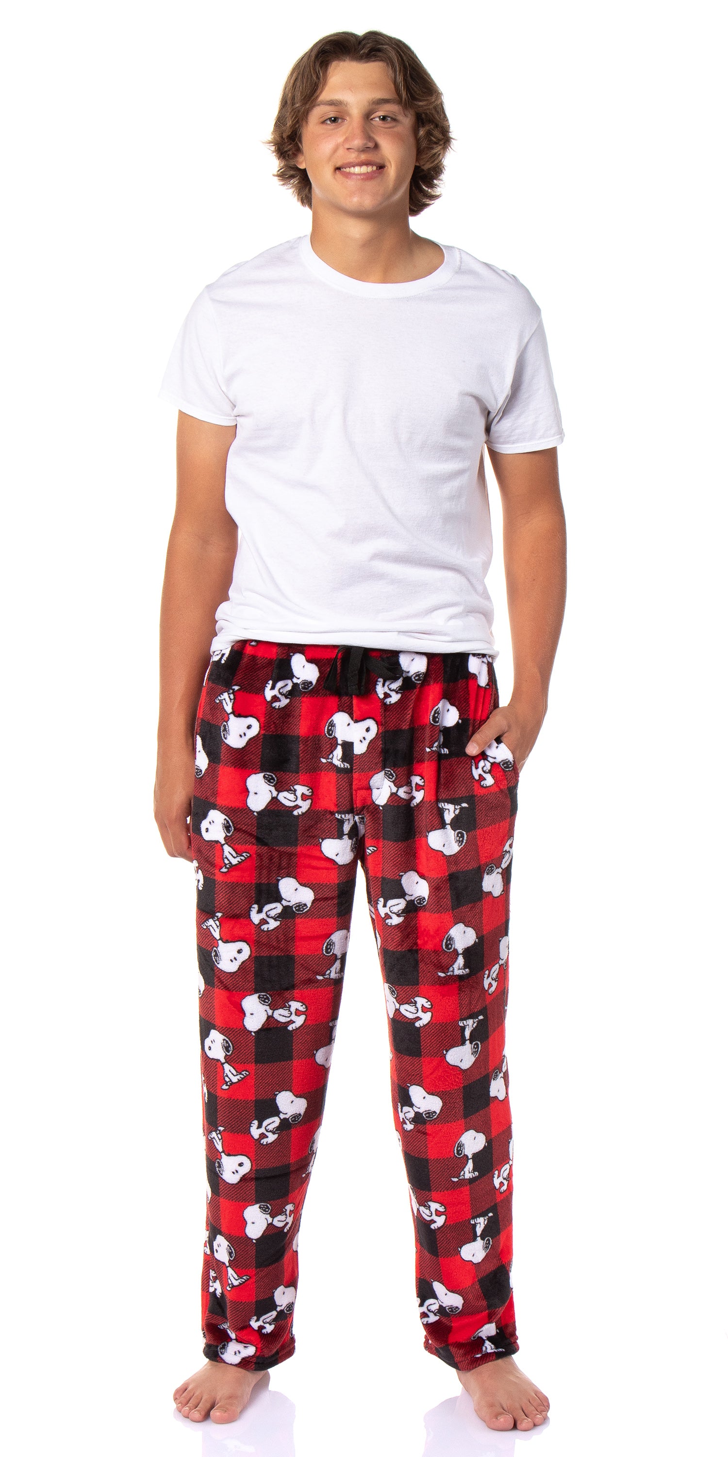 Peanuts Snoopy Men's AOP Character Toss Fleece Pajama Pant Lounge Sleep (XXXL)
