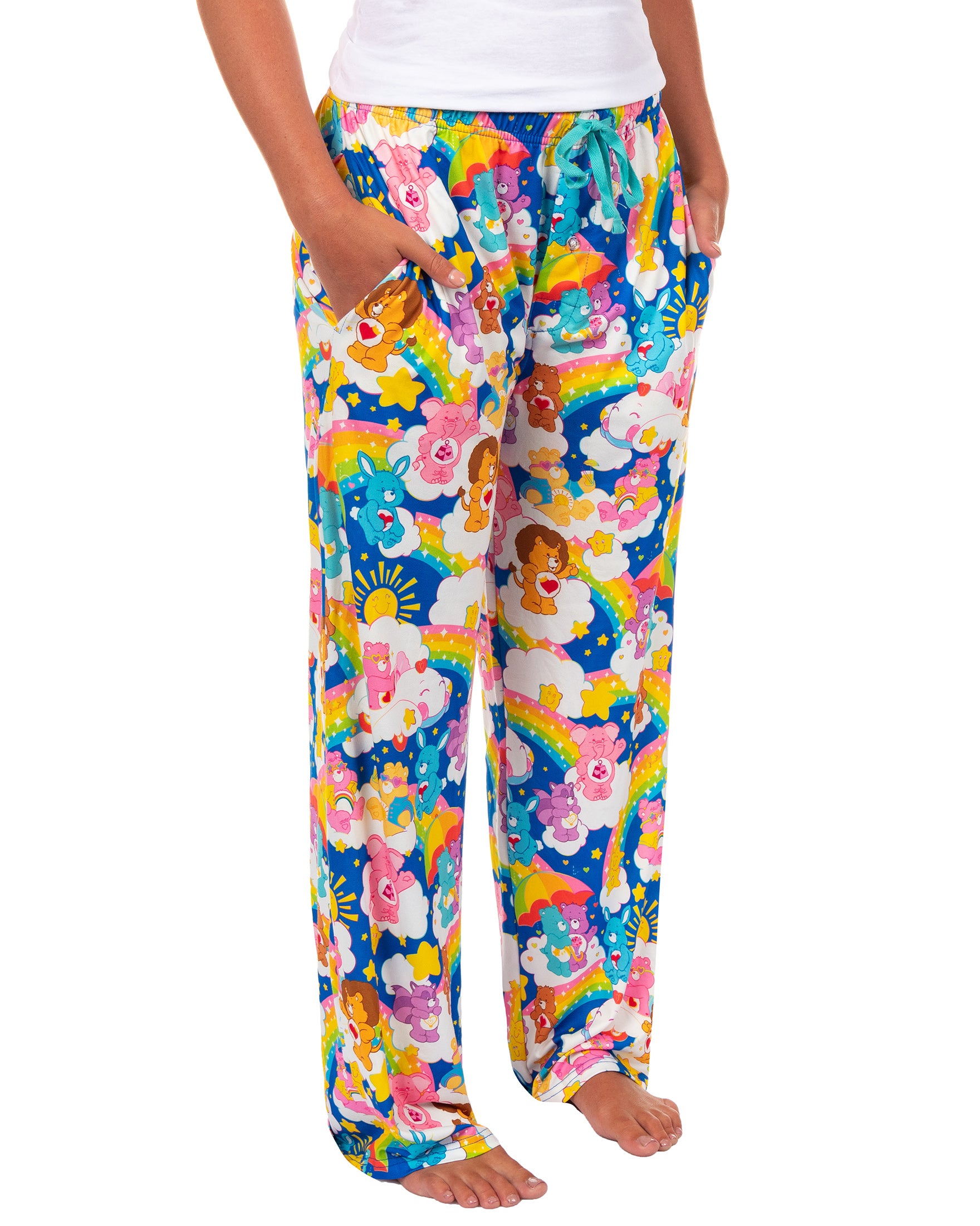 Care Bears Pajama Pants Rainbow Cheer Swift Heart Rabbit Wish Share PJs