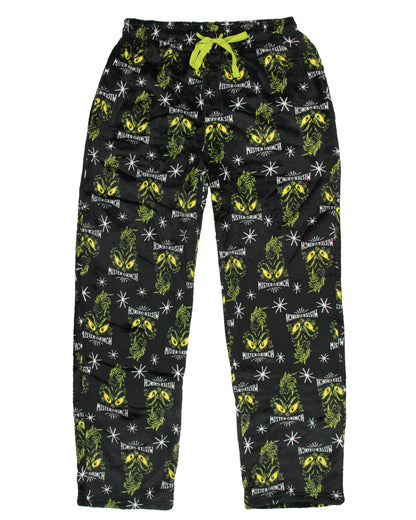 Dr Seuss Grinch Men's Mister Grinch Eyes Plush Fleece Men's Pajama Pants