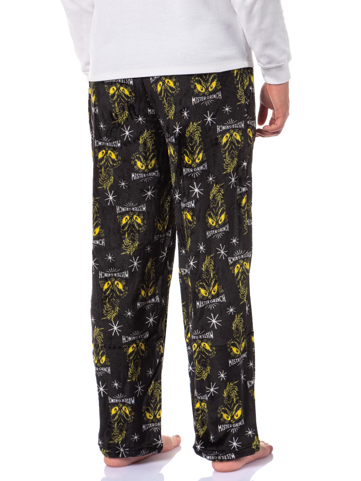 Dr Seuss Grinch Men's Mister Grinch Eyes Plush Fleece Men's Pajama Pants
