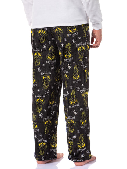 Dr Seuss Grinch Men's Mister Grinch Eyes Plush Fleece Men's Pajama Pants