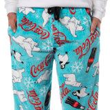 Coca-Cola Pajama Pants Coca-Cola AOP Coke Bottles Polar Bear Penguin Holiday Warm Plush Fleece Men's Pajama Pants