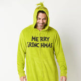 The Grinch Union Suit Men's Merry Grinchmas Zip Up Plush Hooded Loungewear