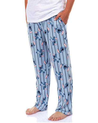 Disney Stitch Pajama Pants Striped Men's Lounge Sleep Bottoms
