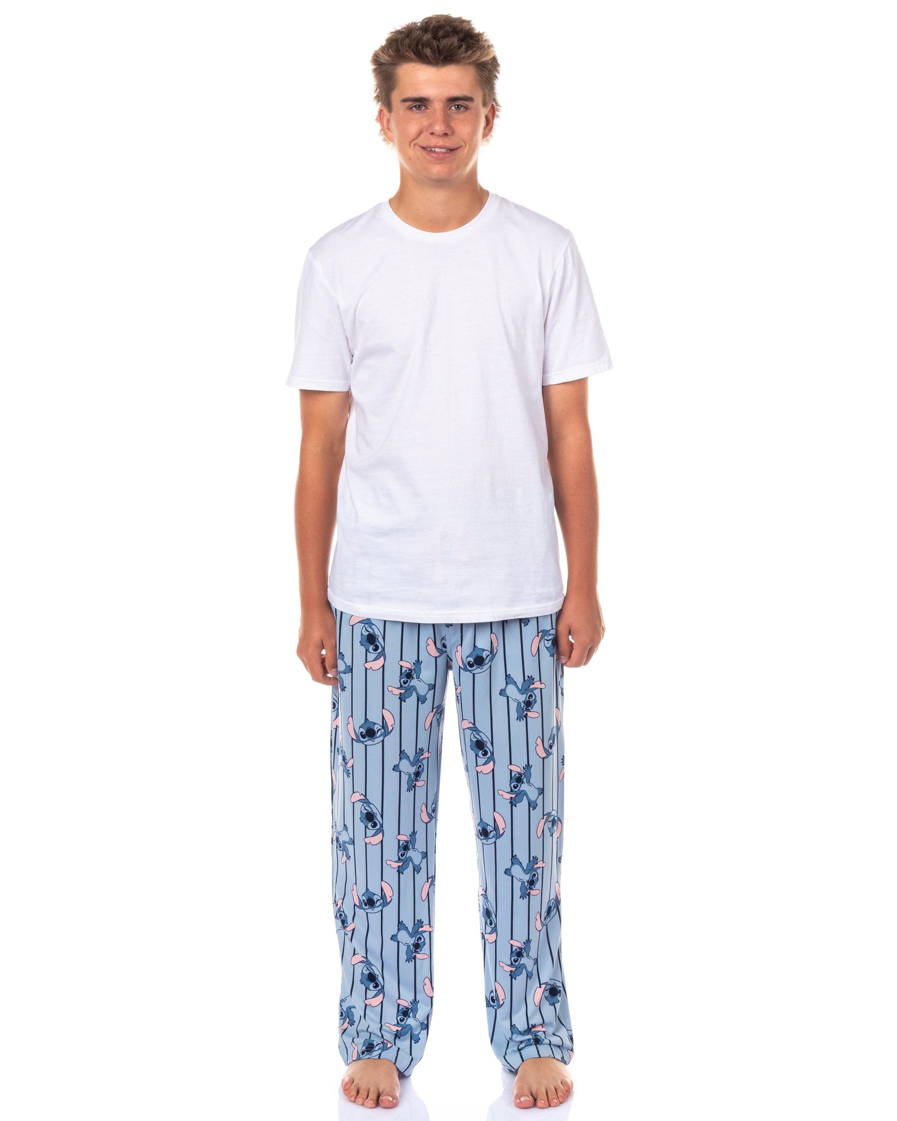 Disney Stitch Pajama Pants Striped Men's Lounge Sleep Bottoms