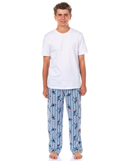 Disney Stitch Pajama Pants Striped Men's Lounge Sleep Bottoms