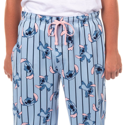 Disney Stitch Pajama Pants Striped Men's Lounge Sleep Bottoms