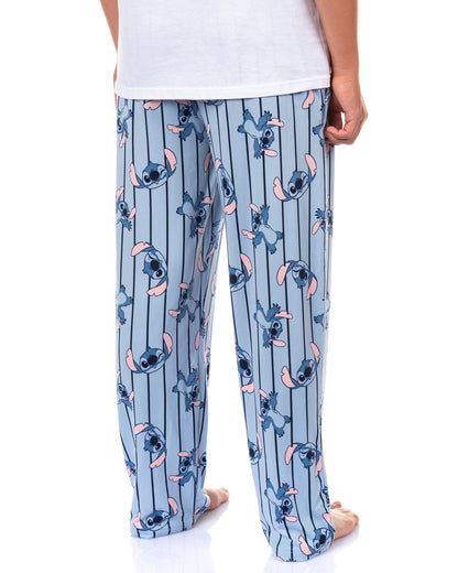 Disney Stitch Pajama Pants Striped Men's Lounge Sleep Bottoms