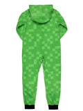 Minecraft Kids Fleece Creeper Hooded Union Suit Zip Front Footless Sleep Pajama