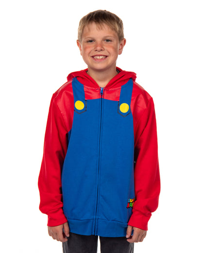 Super Mario Hoodie Boys Nintendo Long Sleeve Zip Up Hooded Sweatshirt