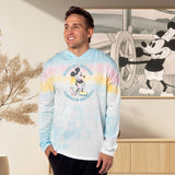 Disney Men's Mickey Mouse Classic Original Tie-Dye Long Sleeve Hooded Shirt Adult