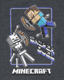 Minecraft Boy's Steve Skeleton Super Duel Long Sleeve Kids T-Shirt Tee