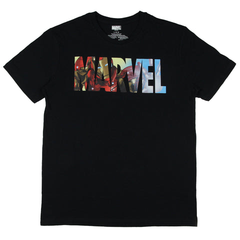 Marvel Men's Iron Man Repulsor Pose Marvel Logo Adult T-Shirt