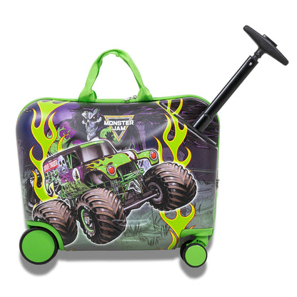 Monster Jam Suitcase Grave Digger 18" Kids Ride On Luggage with Wheels