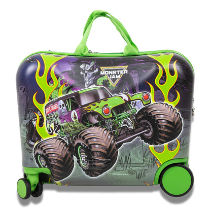 Monster Jam Suitcase Grave Digger 18" Kids Ride On Luggage with Wheels