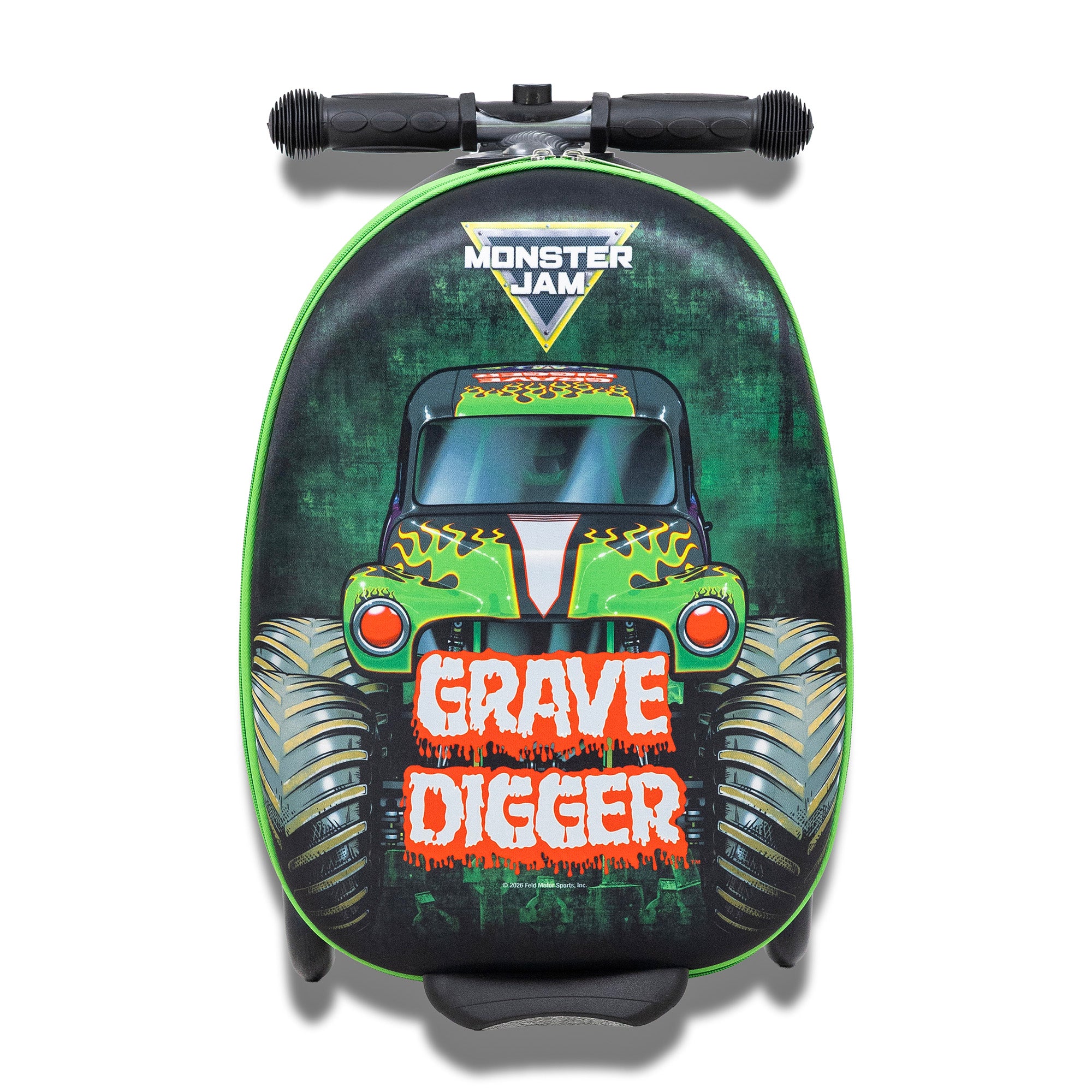 Monster Jam Suitcase Grave Digger 18" Kids Ride On Scooter Carry On Luggage