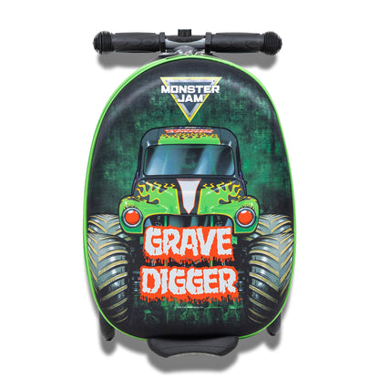 Monster Jam Suitcase Grave Digger 18" Kids Ride On Scooter Carry On Luggage