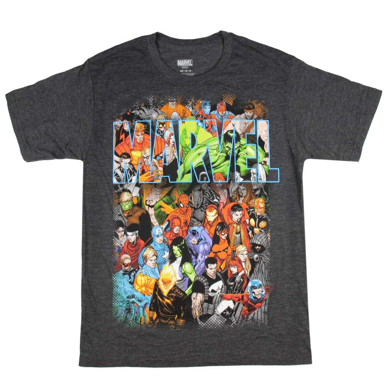 Marvel T-Shirt Mens Comics Logo Superheroes Captain America Spider-Man Hulk