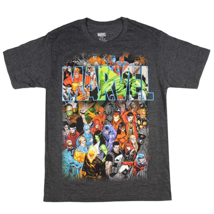 Marvel T-Shirt Mens Comics Logo Superheroes Captain America Spider-Man Hulk