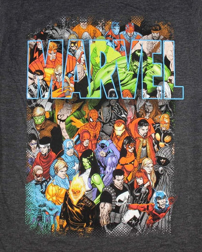 Marvel T-Shirt Mens Comics Logo Superheroes Captain America Spider-Man Hulk