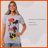 Disney Women's Minnie Mouse Distressed Cute Pose Adult Graphic T-Shirt