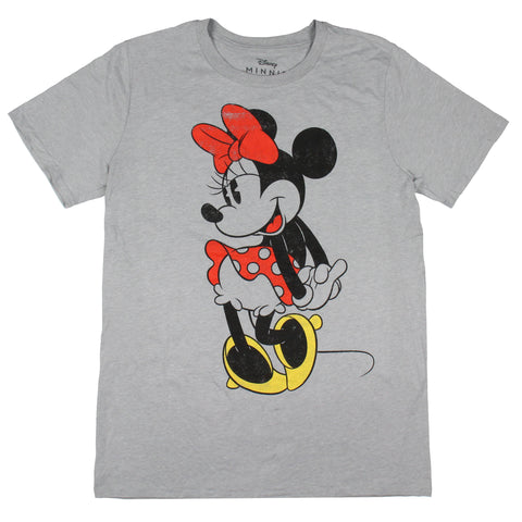 Disney Women's Minnie Mouse Distressed Cute Pose Adult Graphic T-Shirt