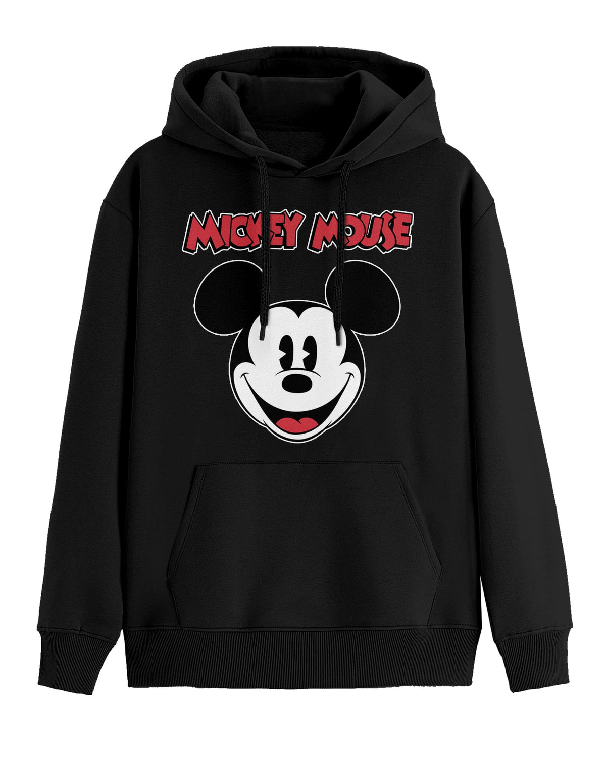 Disney Mickey Mouse Hoodie Mens Big Face Graphic Print Pullover Sweatshirt