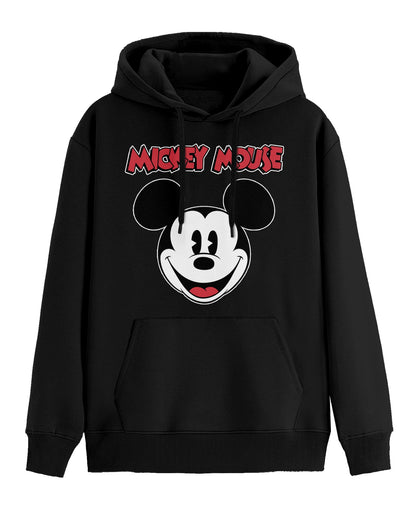 Disney Mickey Mouse Hoodie Mens Big Face Graphic Print Pullover Sweatshirt
