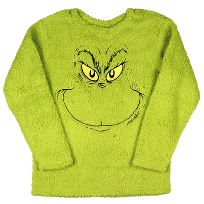 Dr. Seuss Adult GRINCH Who Stole Christmas Fleece Pullover Long Sleeve Top