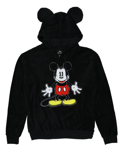 Disney Mickey Mouse Men's Embroidered Design 3D Ears Plush Fleece Pullover