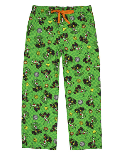 Super Mario Mario Kart Men's Yoshi Checkered Adult Sleepwear Pajama Pants