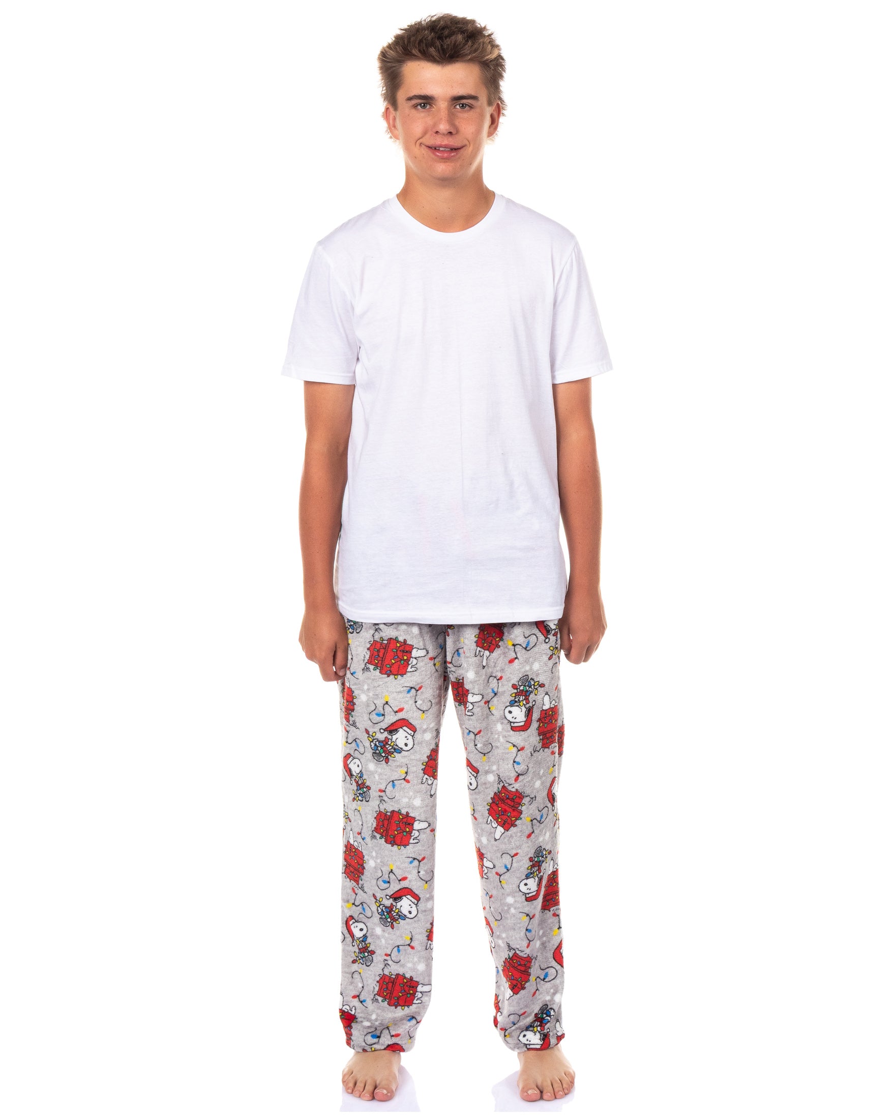 Peanuts Pajamas Men's Snoopy Christmas Lights Lounge Pajama Pants