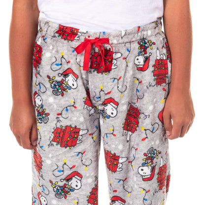 Peanuts Pajamas Men's Snoopy Christmas Lights Lounge Pajama Pants