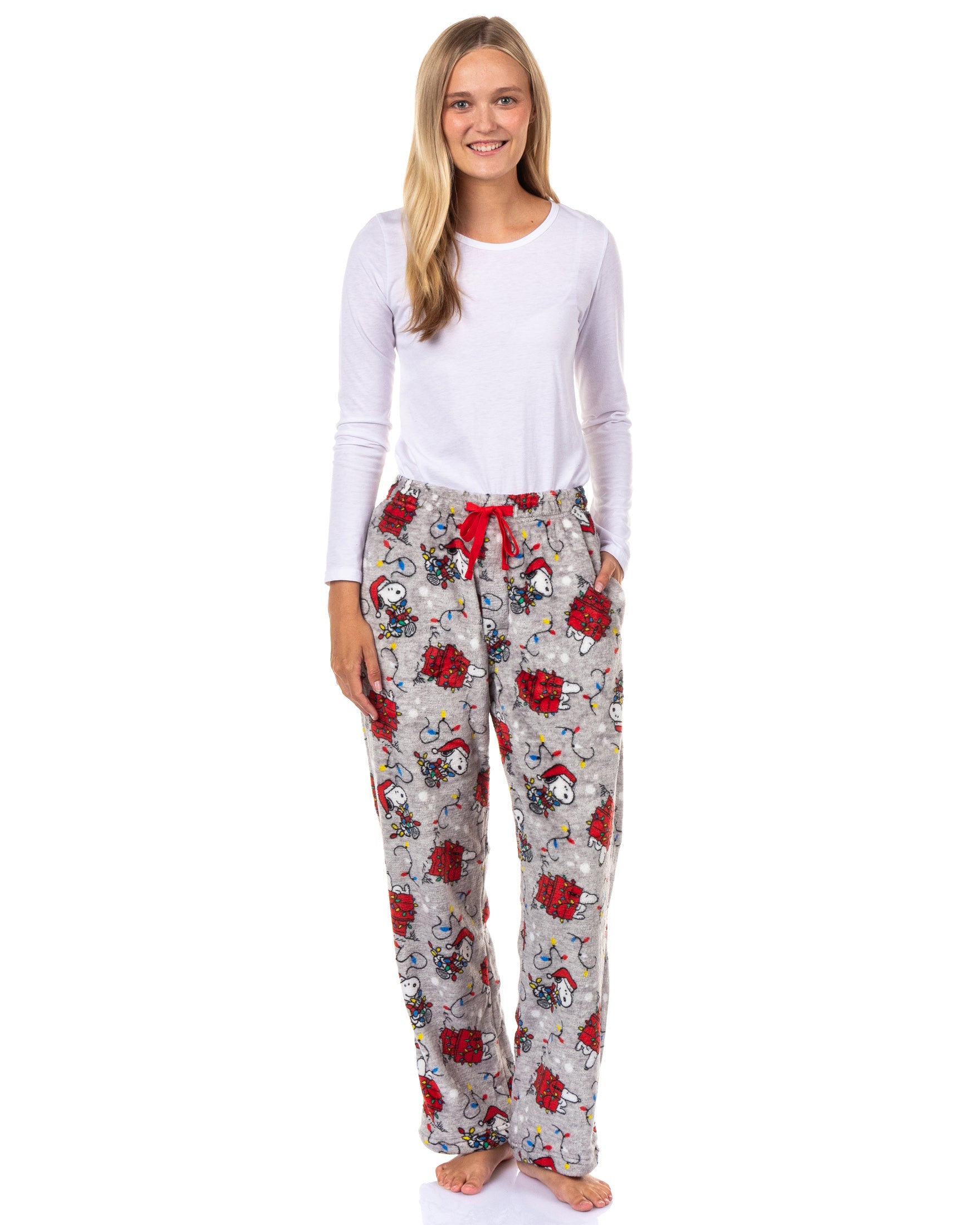 Peanuts Pajamas Men's Snoopy Christmas Lights Lounge Pajama Pants