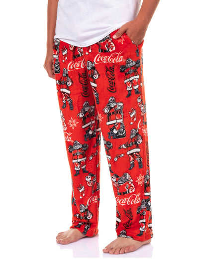 Coca-Cola Pajama Pants Men's Santa Claus Coke Fleece Sleep Bottoms