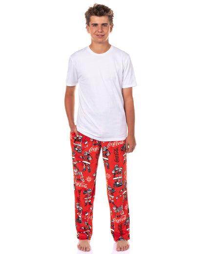 Coca-Cola Pajama Pants Men's Santa Claus Coke Fleece Sleep Bottoms