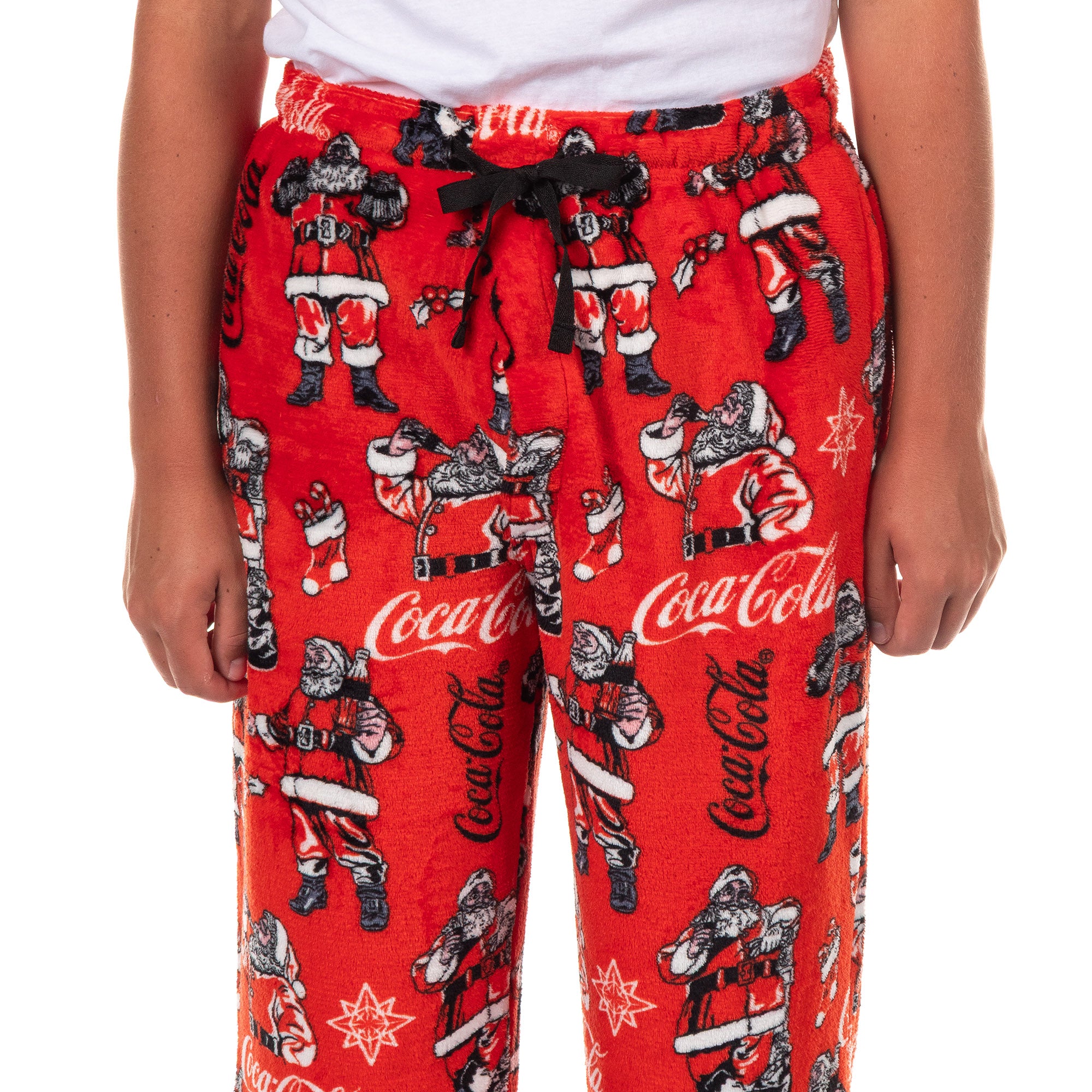 Coca-Cola Pajama Pants Men's Santa Claus Coke Fleece Sleep Bottoms