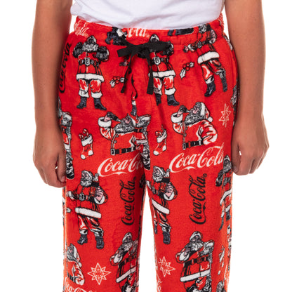 Coca-Cola Pajama Pants Men's Santa Claus Coke Fleece Sleep Bottoms