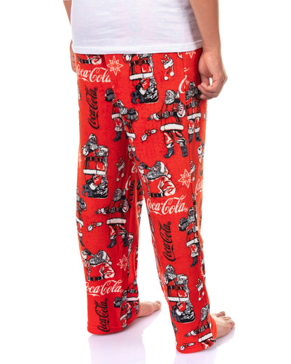 Coca-Cola Pajama Pants Men's Santa Claus Coke Fleece Sleep Bottoms