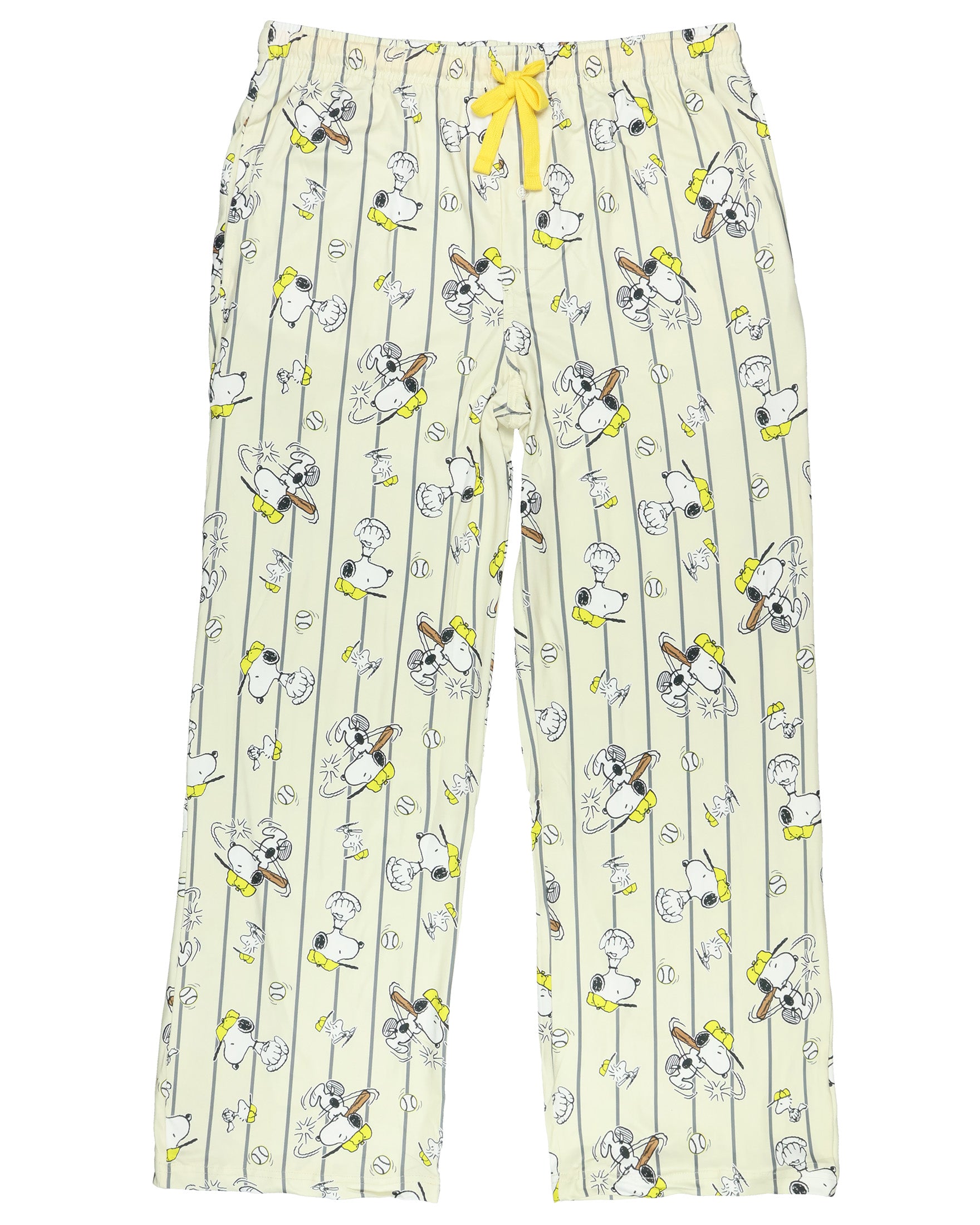 Peanuts Pajama Pants Mens Snoopy Baseball All Over Print Lounge Bottoms