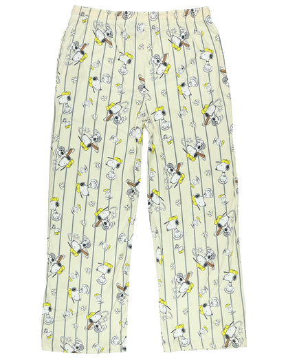 Peanuts Pajama Pants Mens Snoopy Baseball All Over Print Lounge Bottoms