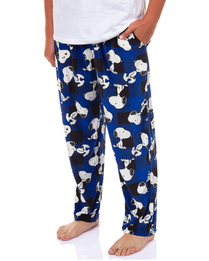 Peanuts Pajamas Men's Snoopy Buffalo Plaid Lounge Pajama Pants