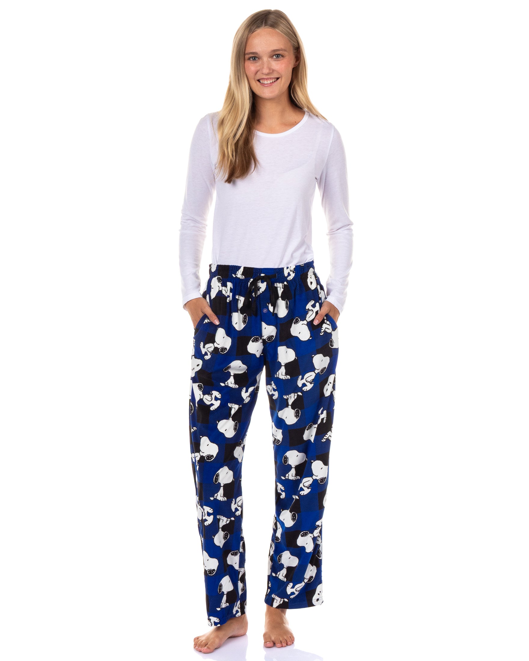 Peanuts Pajamas Men's Snoopy Buffalo Plaid Lounge Pajama Pants