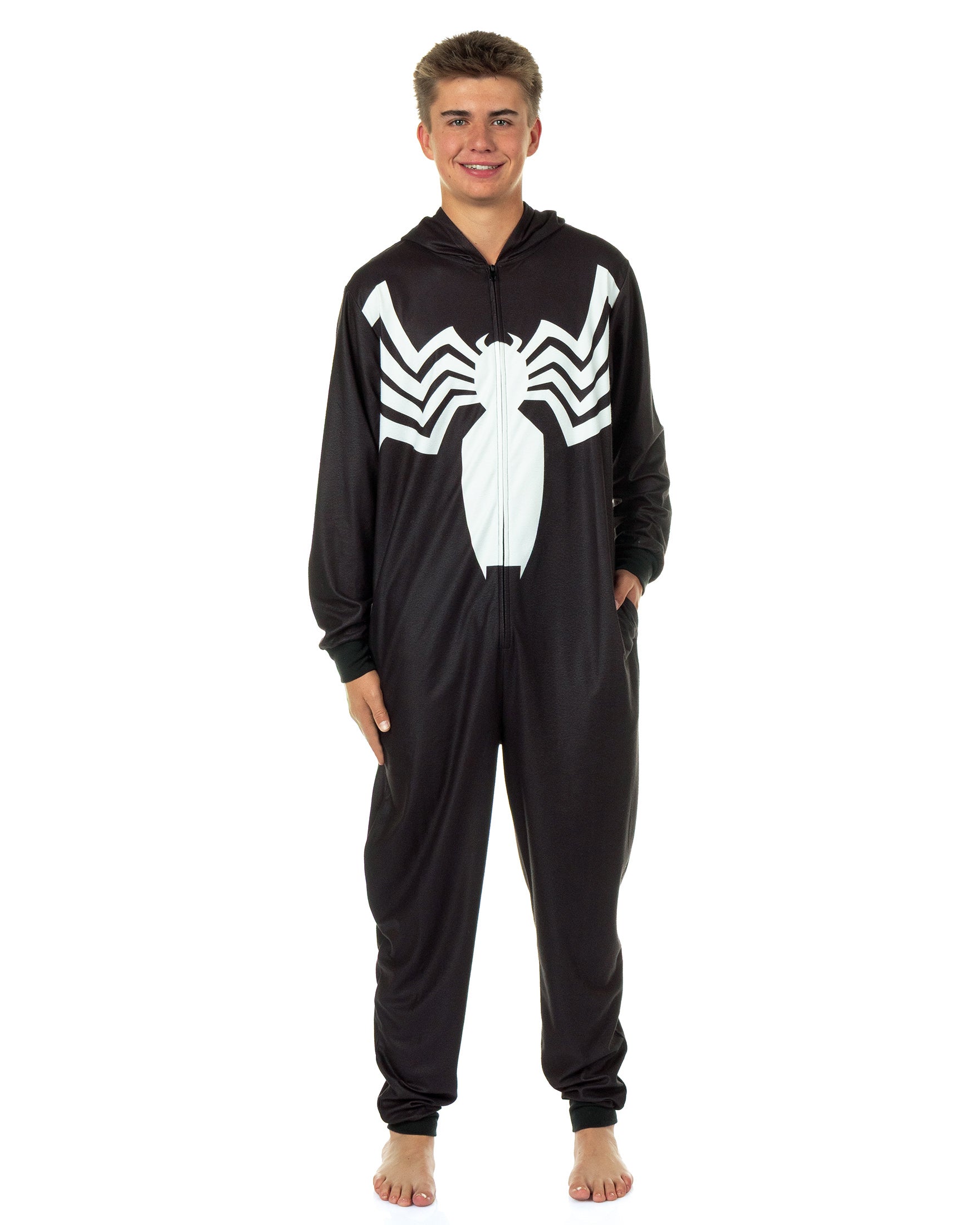 Marvel Venom Union Suit Men's Full Zip Cosplay Lounge Pajamas