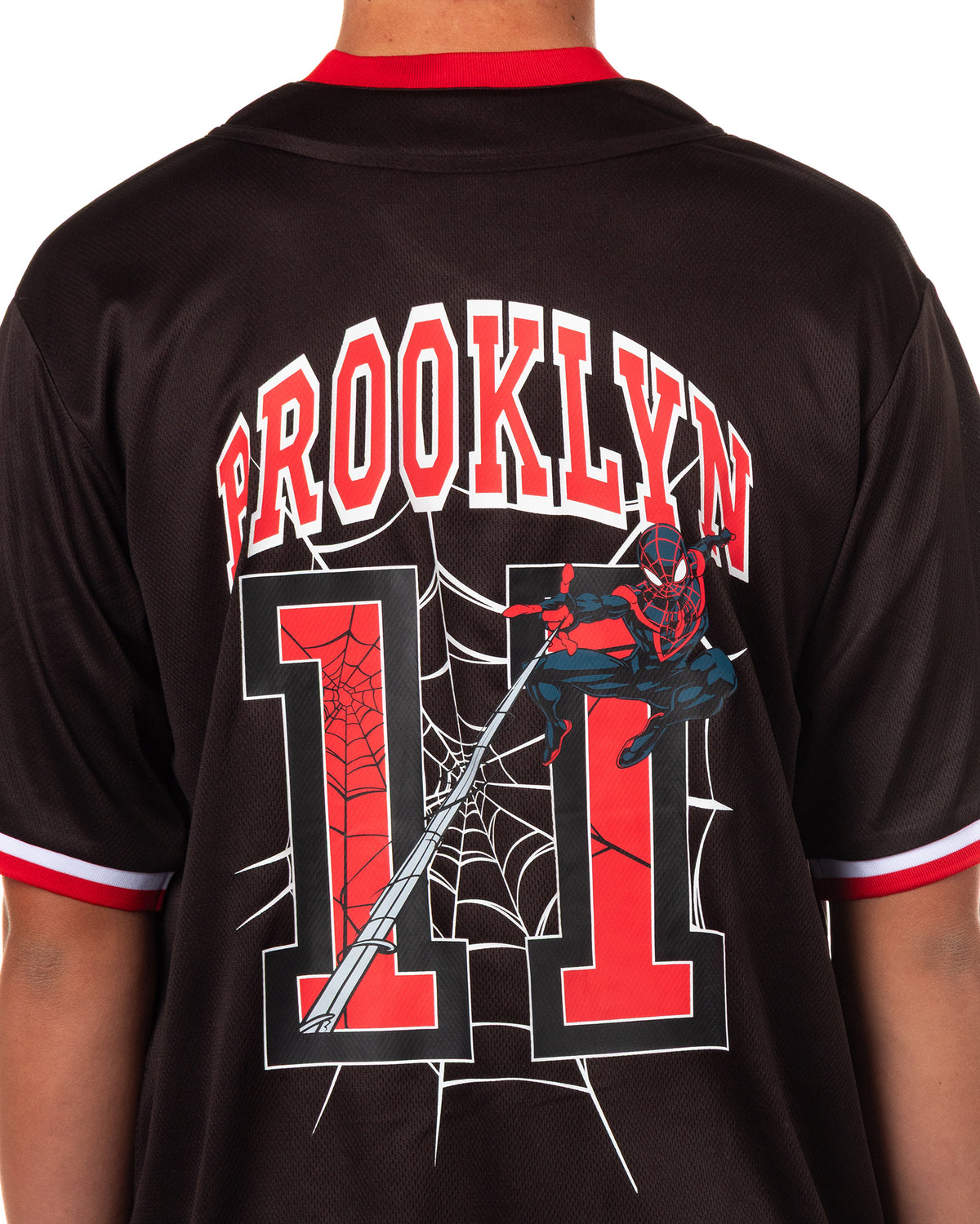 Marvel Comics Spider-Man Baseball Jersey Men's Miles Morales Button Up Shirt