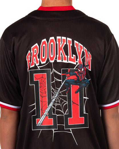Marvel Comics Spider-Man Baseball Jersey Men's Miles Morales Button Up Shirt