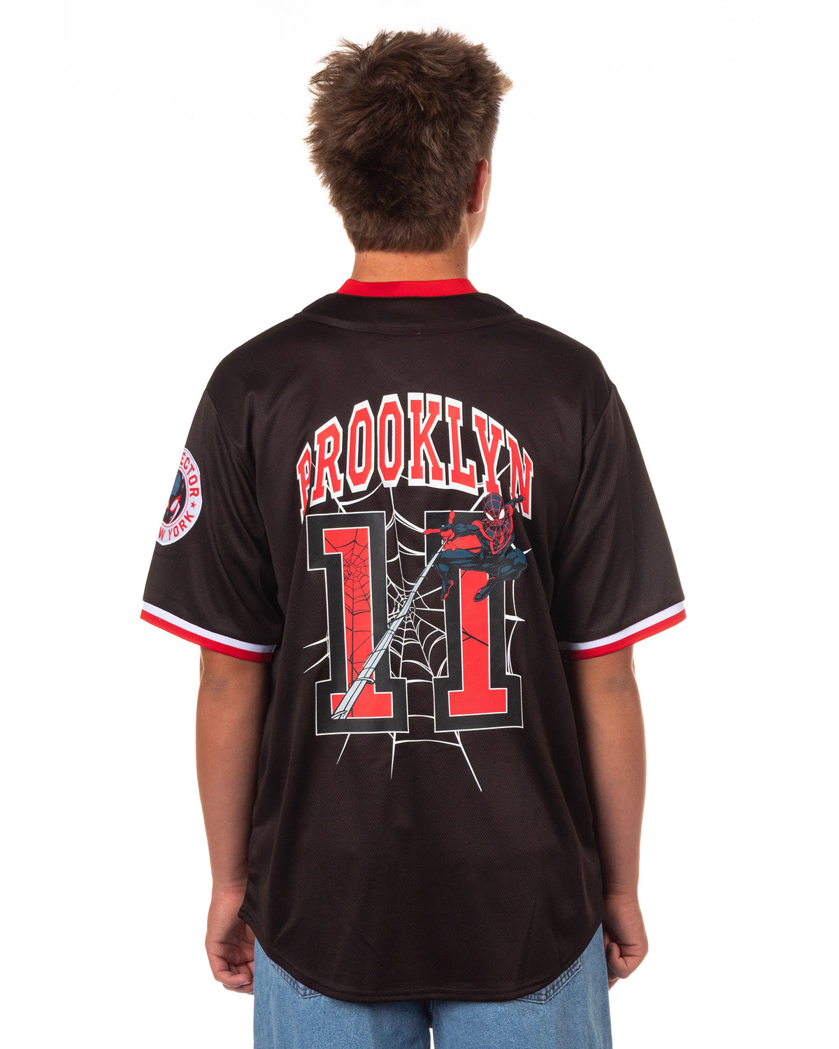 Marvel Comics Spider-Man Baseball Jersey Men's Miles Morales Button Up Shirt